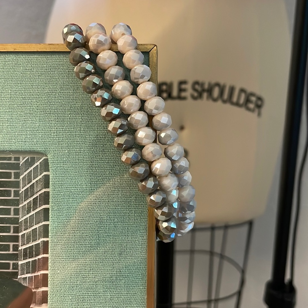 3 gray women's beaded bracelets